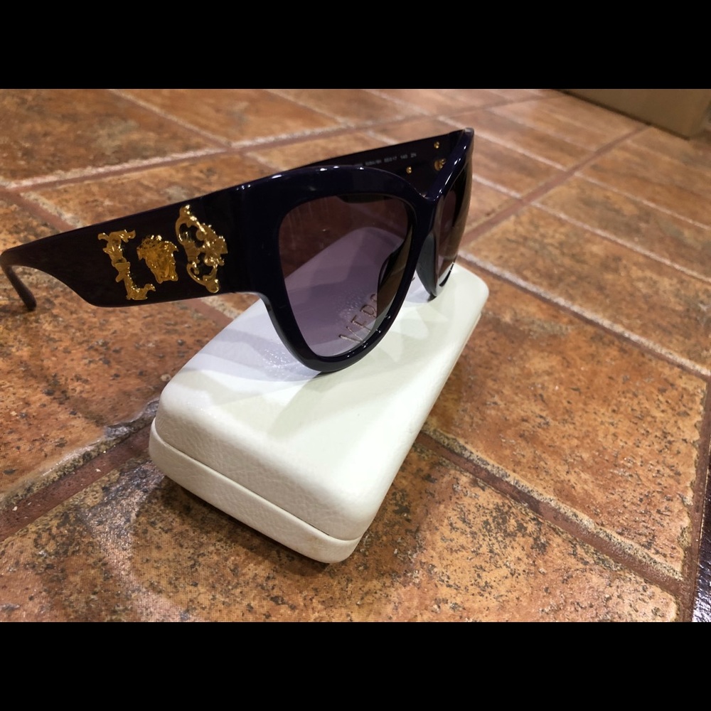 Versace Black Sunglasses with Gold Medusa Accents